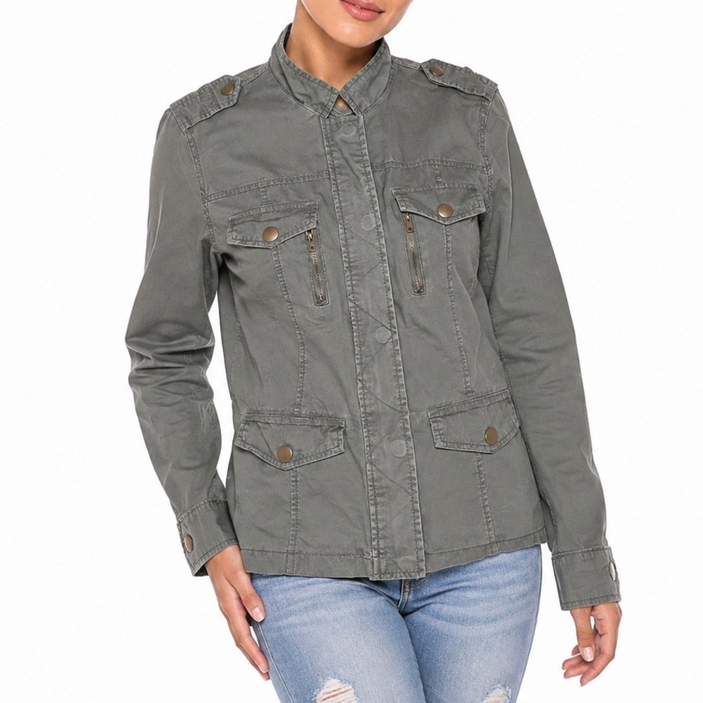 Charlotte Russe Jacket Women M Green Utility Military Field Cargo 75276 Coat